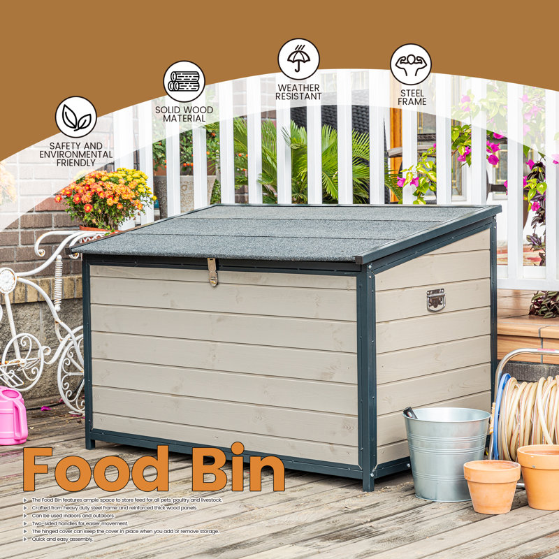 PET GAZEBO 24.4 CUFT. Outdoor Solid Wood Storage Bin and Pet Food